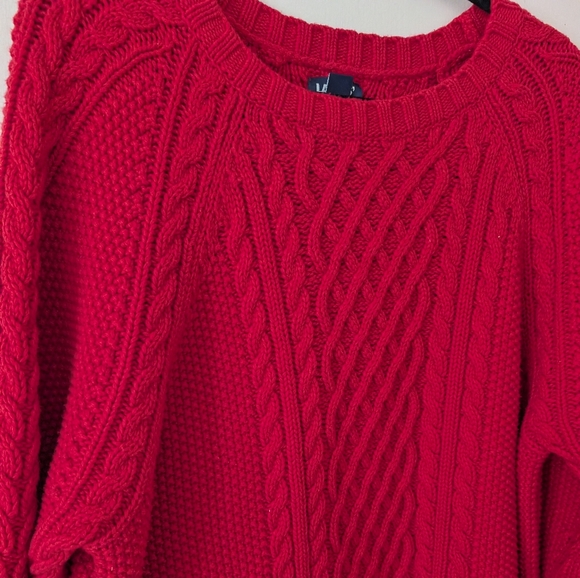 Lands End Red Midi Holiday Valentine's Day Cable Knit Sweater Dress Size 2X - Picture 5 of 8